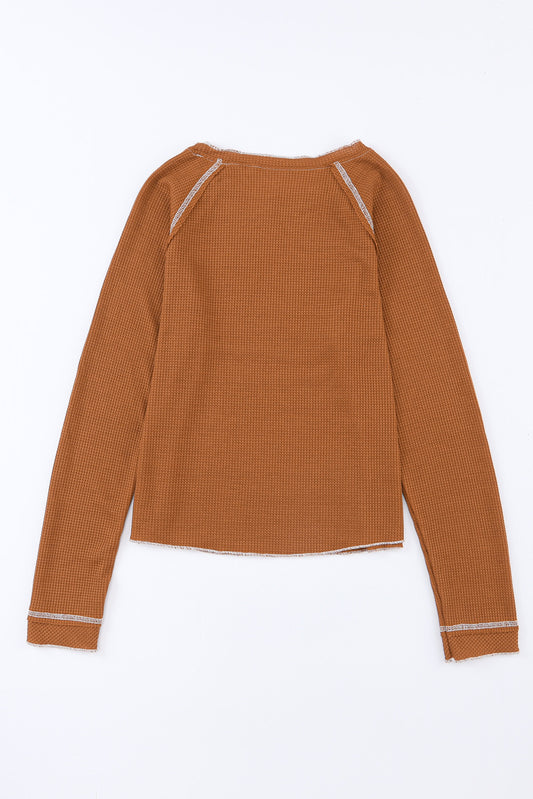 Waffle Knitted Casual Loose Top - Tamra.Shop.Social