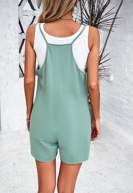 Spring Summer Casual Solid Color Sling Romper