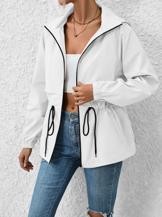 Outdoor Sports Waterproof Hooded Raincoat Mid-Length Trench Coat