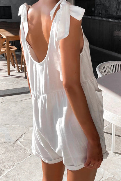 Solid Color Sleeveless Casual Romper