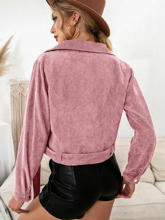 Casual Short Zipper Corduroy Jacket