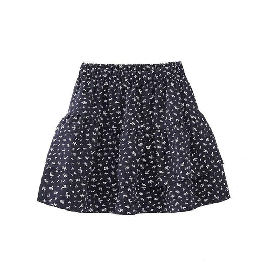 Elegant A-Line floral pattern skirt, short length, high rise, polyester fabric, summer style.
