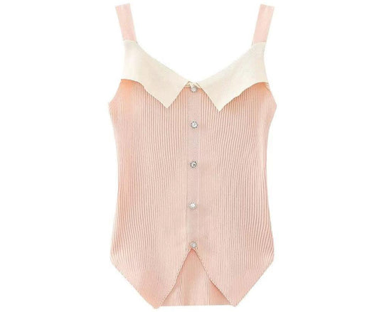 French Classic Square Collar Knitting Vest Sexy Sleeveless Top - Tamra.Shop.Social