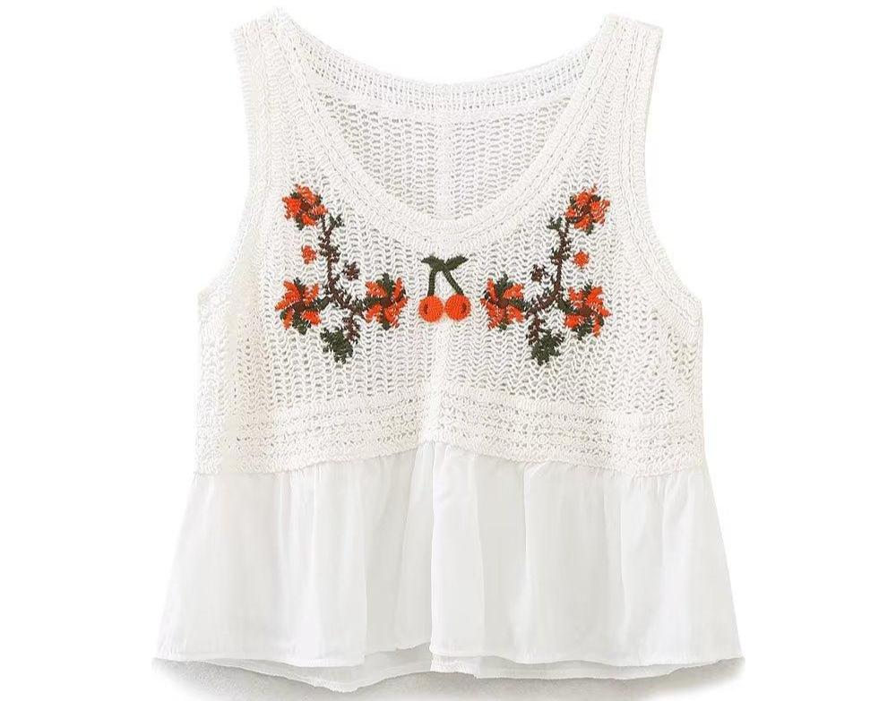 Knitted Camisole Sweet Cute Crocheted Short Cropped Sleeveless Bottoming Top - Tamra.Shop.Social
