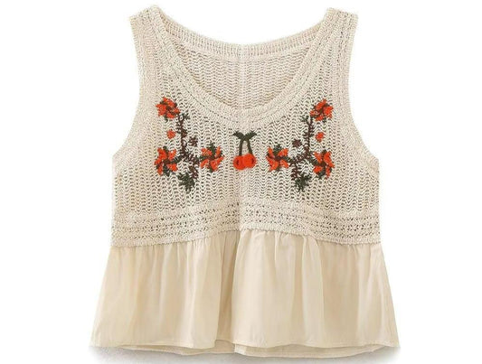 Knitted Camisole Sweet Cute Crocheted Short Cropped Sleeveless Bottoming Top - Tamra.Shop.Social