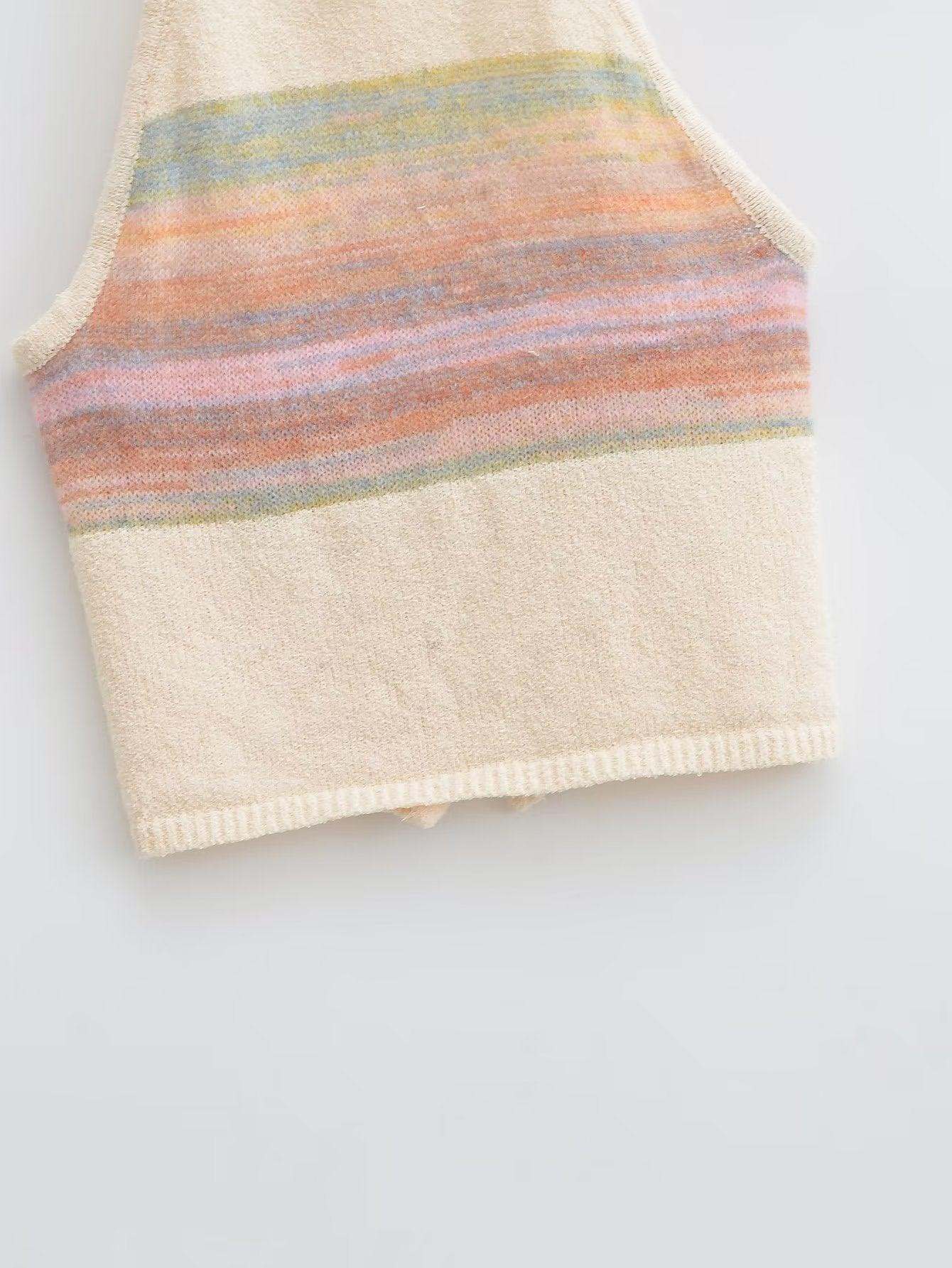 Rainbow Contrast Short Knitted Camisole Top - Tamra.Shop.Social