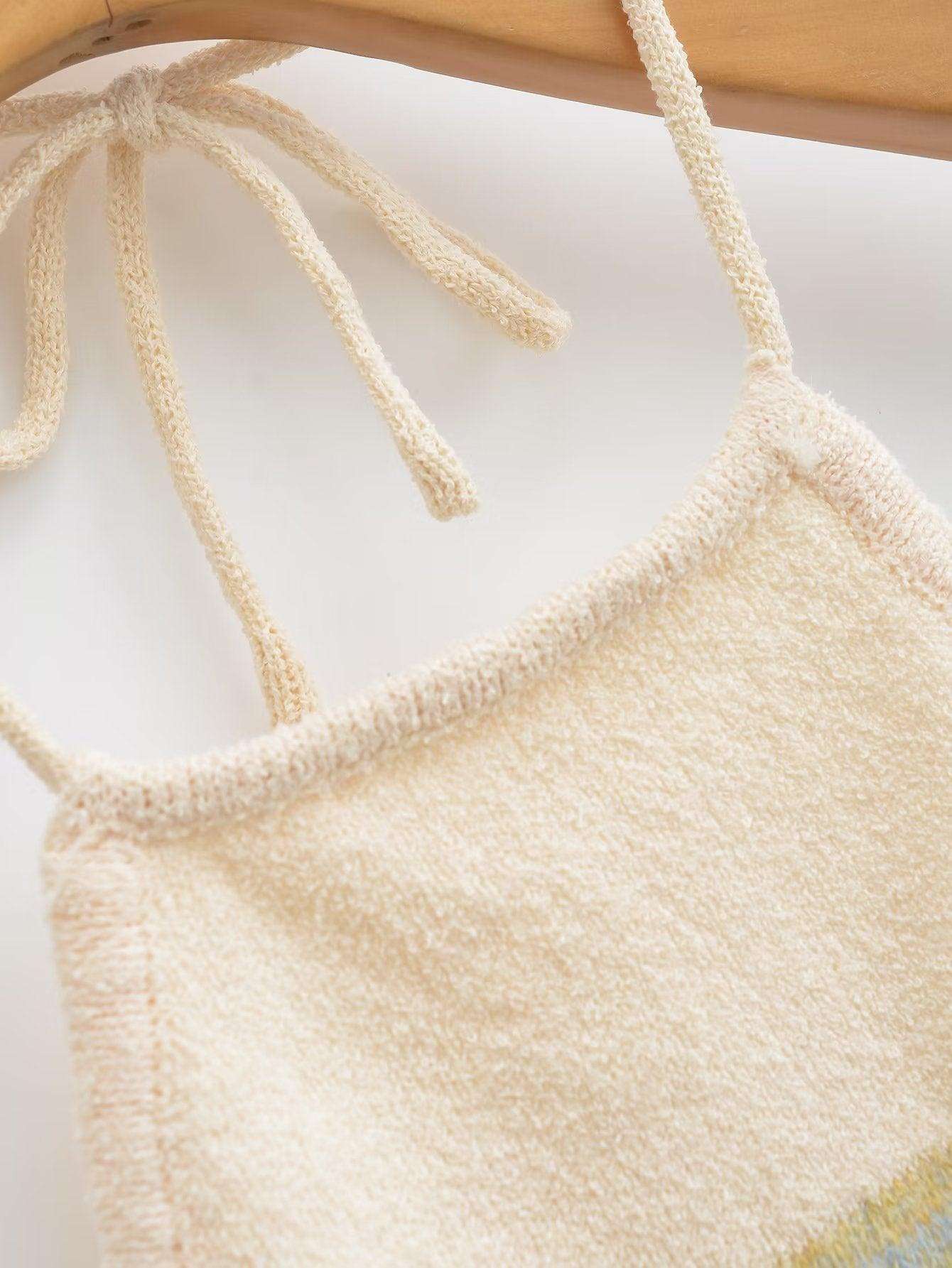 Rainbow Contrast Short Knitted Camisole Top - Tamra.Shop.Social