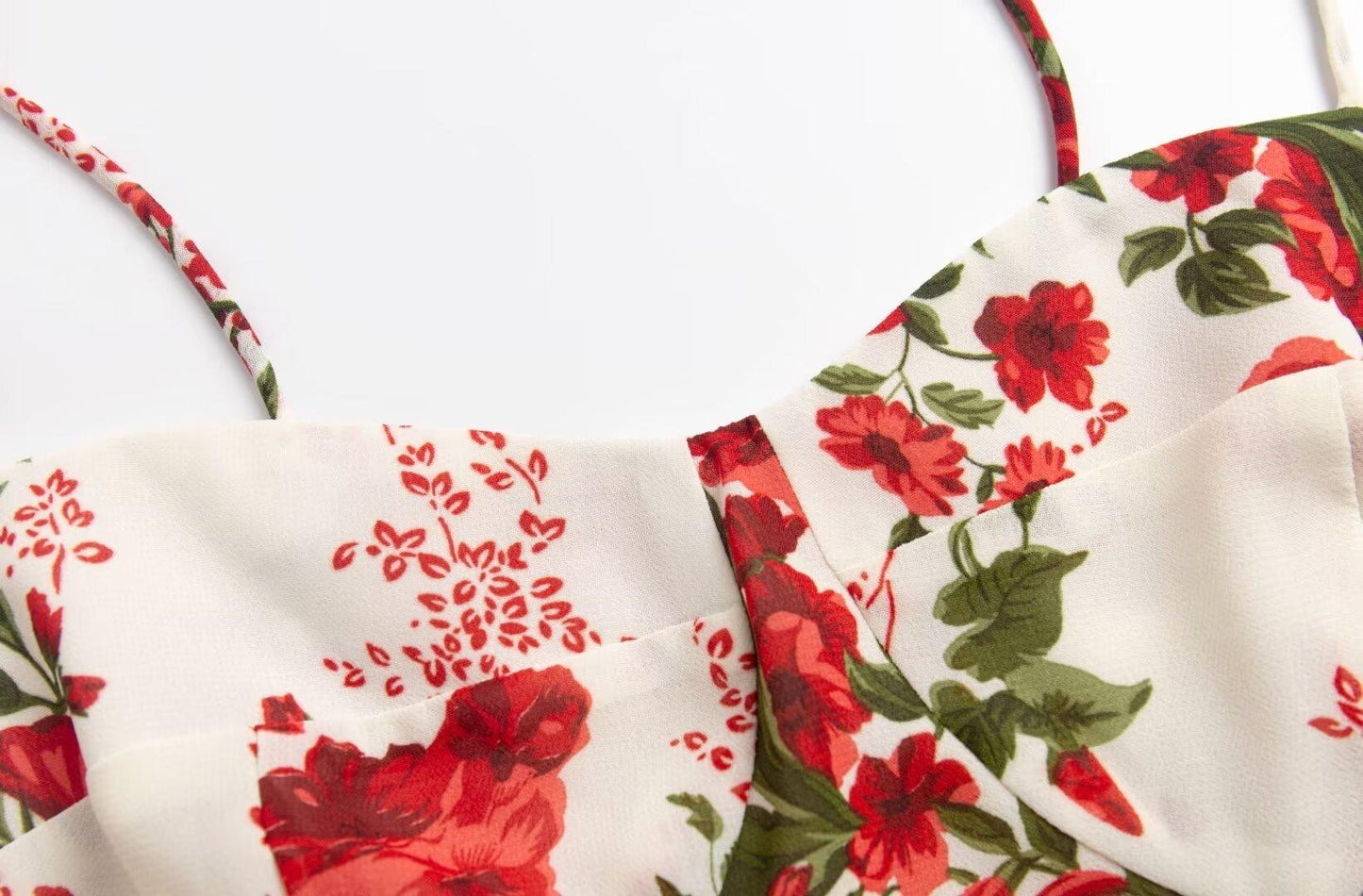 Red Floral Tied Spaghetti Strap Dress - Tamra.Shop.Social