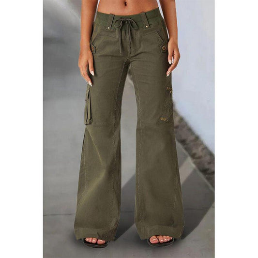 Street Drawstring Multi Bag Frayed Wide Leg Pants - Tamra.Shop.Social