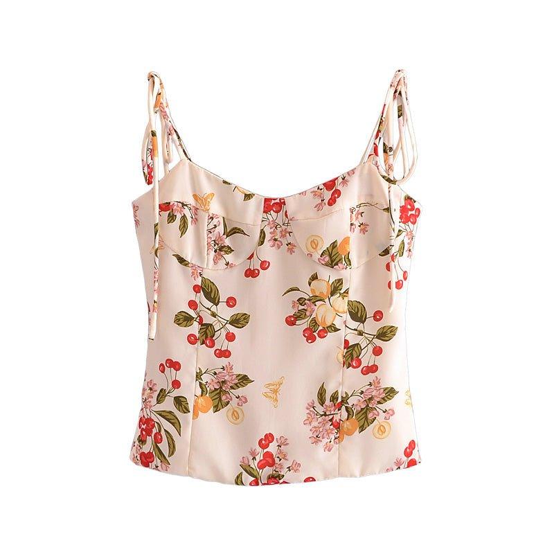 Floral printed backless tube top with elastic smocked design.